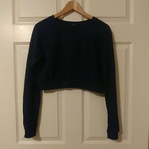 Navy LS Crop Top